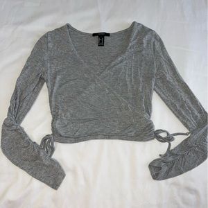 grey wrap top